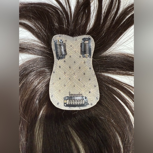 💯% 8-10” HUMAN Topper with Bangs, Dark Brown - Picture 6 of 8